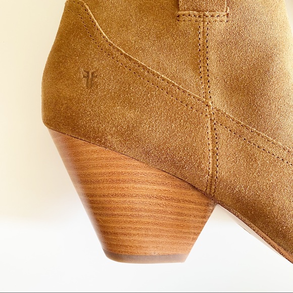 NIB Frye Reina Suede Heel Bootie Cognac camel Brown 10 - Picture 7 of 15
